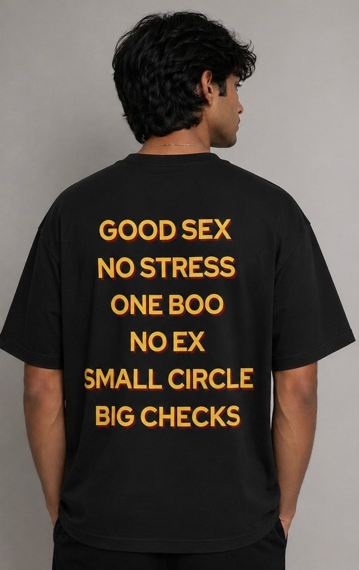 "Small Circle, Big Checks" Manifesto Oversized T-Shirt