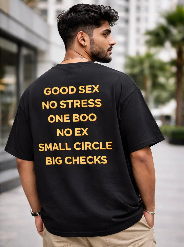 "Small Circle, Big Checks" Manifesto Oversized T-Shirt