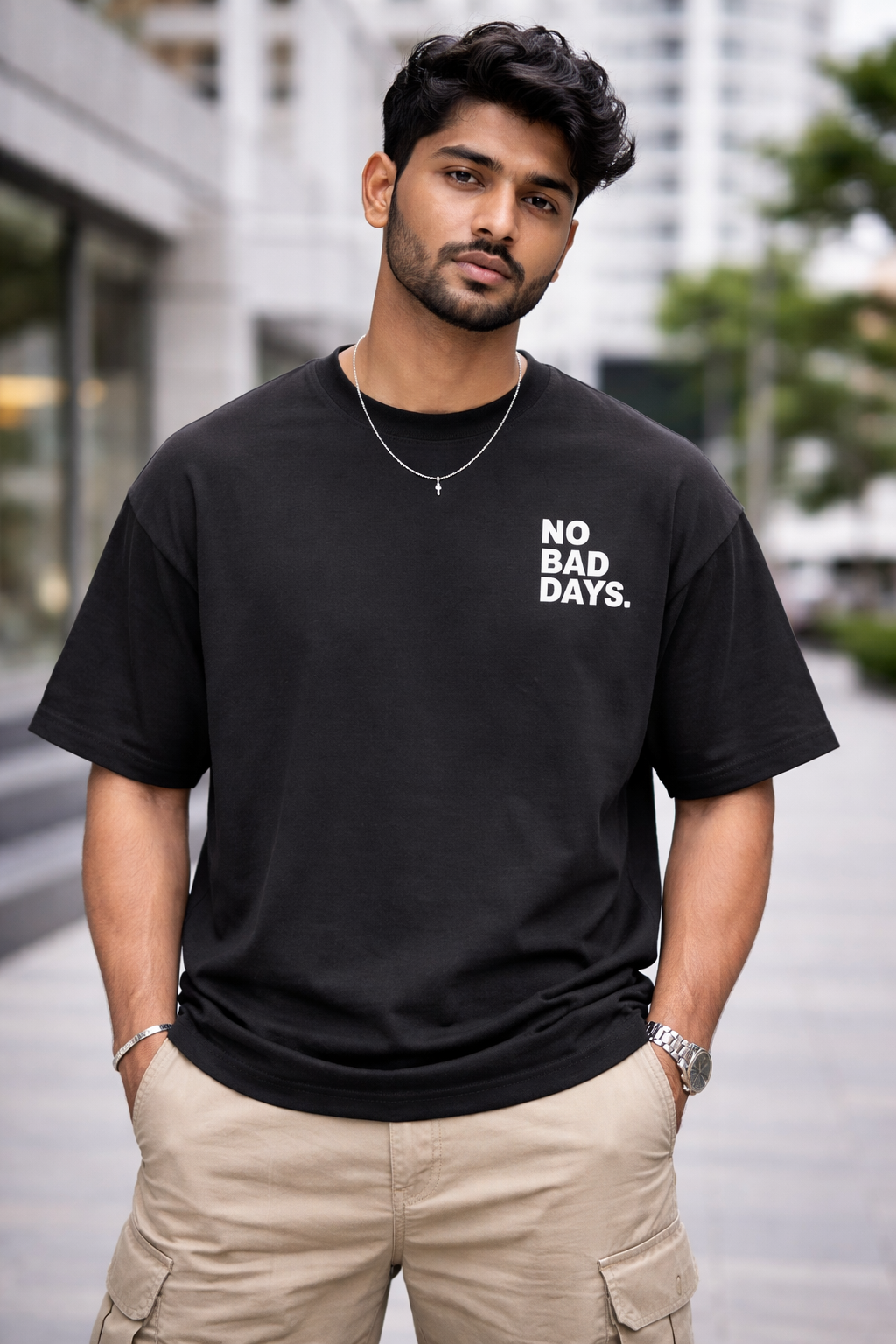 NO BAD DAYS.™ | Premium Oversized Black T-Shirt